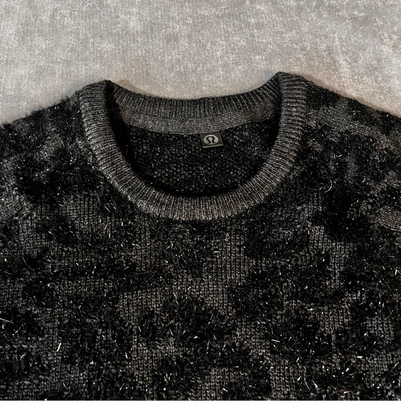Lululemon Wool-Blend Jacquard Sweater Knit Leopard Graphite Grey Black Large - Picture 5 of 14